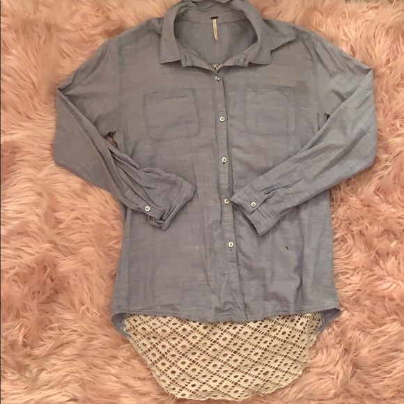 Free People Tops - Free People denim button down with crochet back
